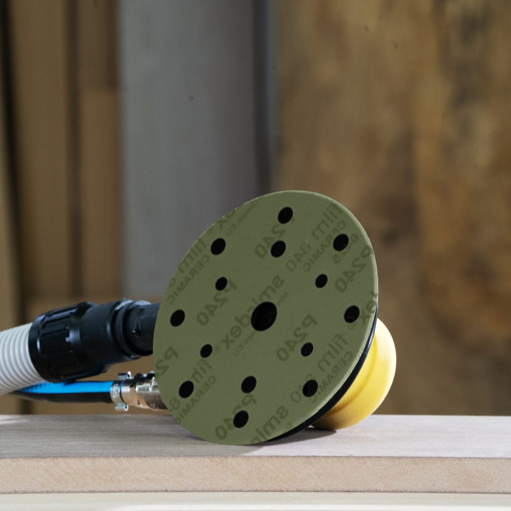840 CERAMIC FILM VELOUR DISC - SMIRDEX, Dust Extraction, Ceramic Grains, Polyester Film Backing, Tear-resistant, Flexible, Dry-sanding-matting, Marine, 
Automotive, Hard Wood